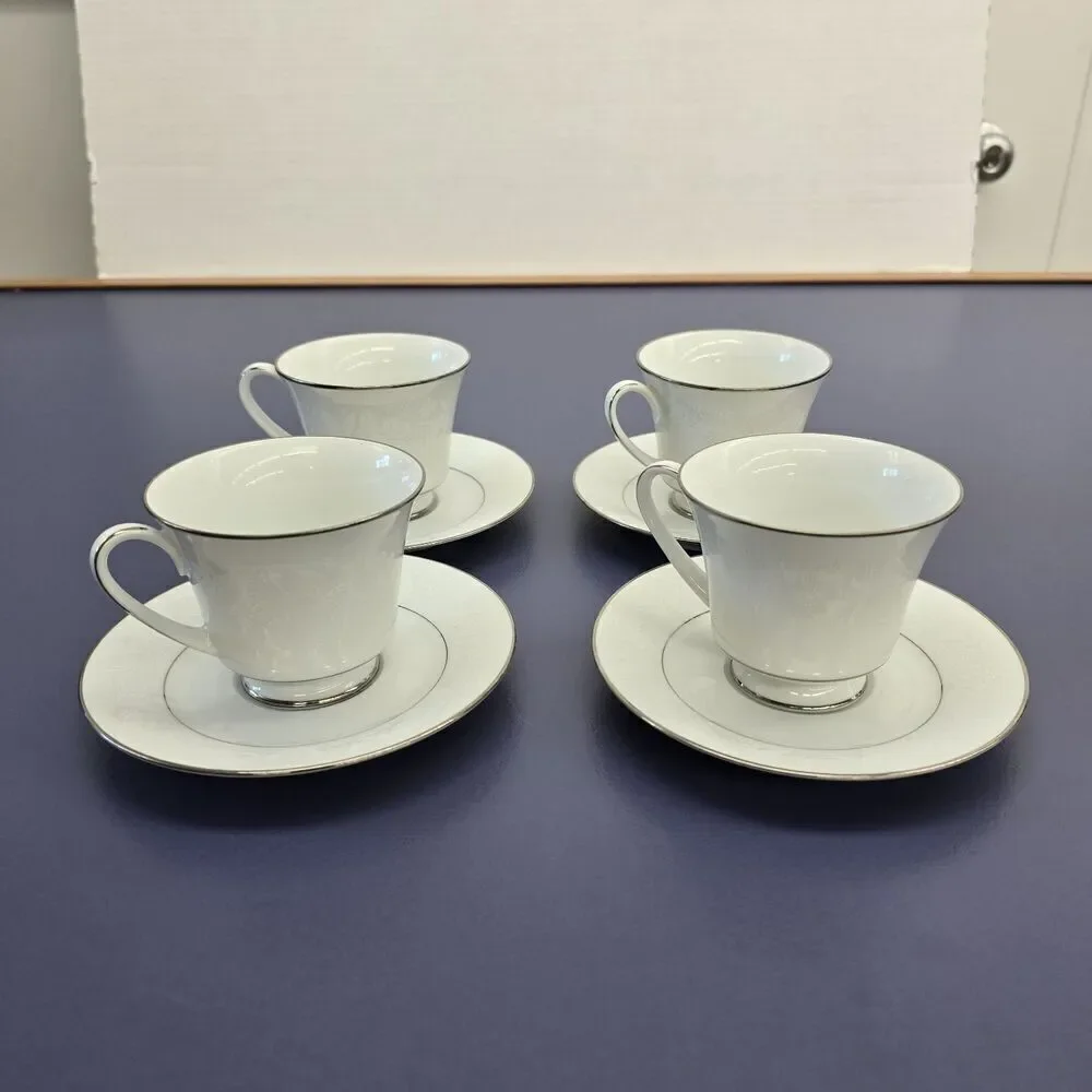 NORITAKE Rainer 6909 Cups & Saucers Set of 4 Vintage Tea Coffee Vintage